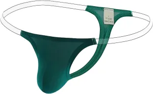 Mens G-String Thong Underwear Briefs Low Rise Sexy Lingerie T-Back Thong Bulge Pouch Panties Green