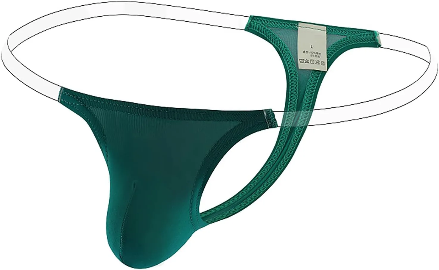 Mens G-String Thong Underwear Briefs Low Rise Sexy Lingerie T-Back Thong Bulge Pouch Panties Green