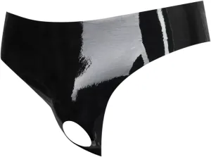 Men's Jockstrap Underwear Faux Leather Thong Open Front Underwear G-String Butt-Flaunting Gym Low Rise Brief
