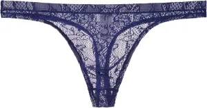 Men's Lace Frilly Thong Panties Sheer Mesh Boxer Briefs Semi Sheer T-back G-string Underwear Lingerie for Men Blue