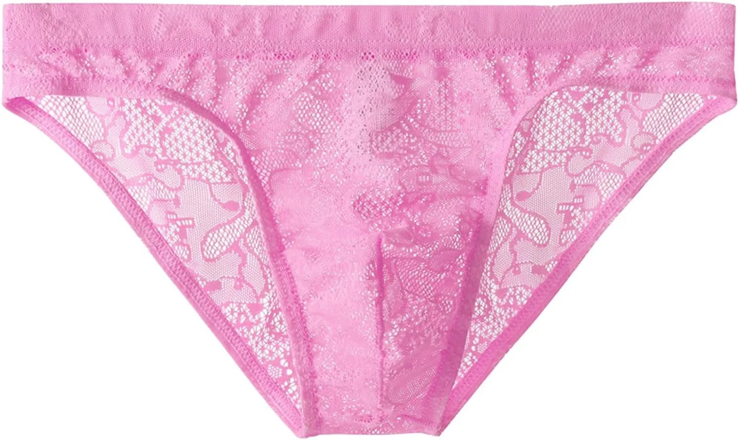 Mens Lace Panties Sexy Underwear Boxer Briefs Pouch Underwear Lingerie for Men Bikini Briefs Panties Pink