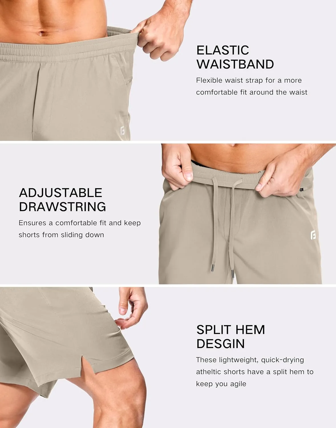 Men's Lightweight Athletic Shorts with Zipper Pockets 7"/5"/9" Gym Workout Quick Dry Running Tennis Basketball Shorts for Men