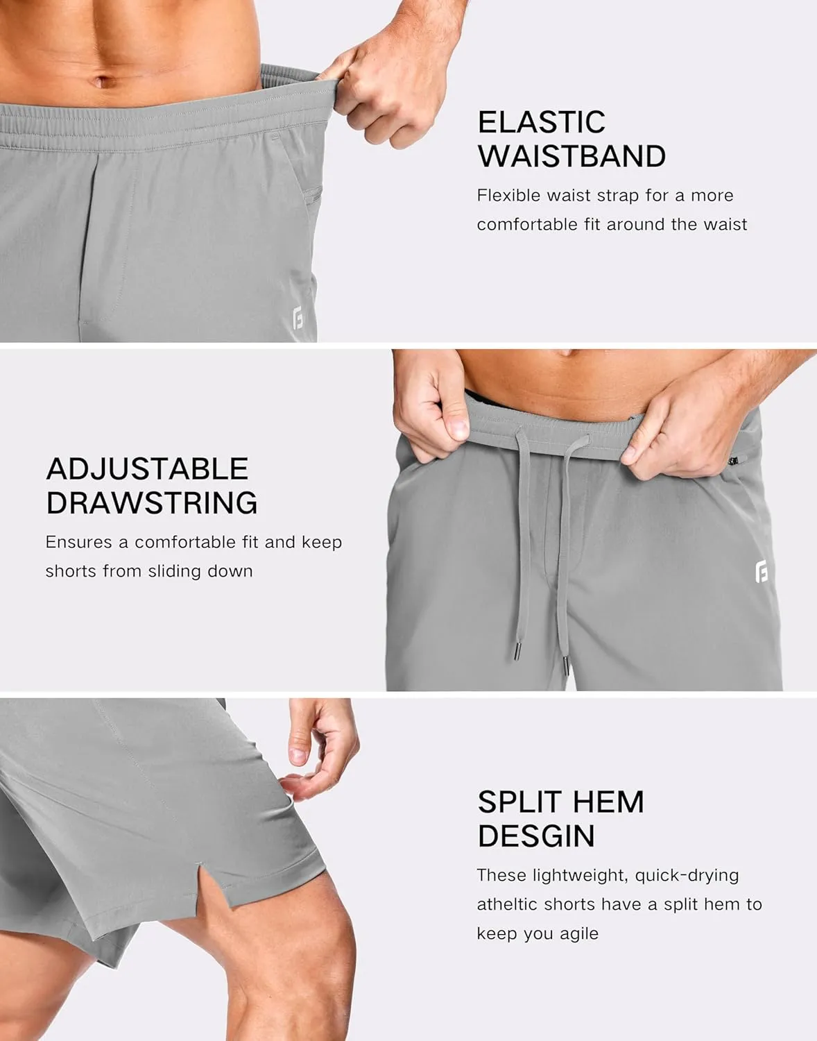 Men's Lightweight Athletic Shorts with Zipper Pockets 7"/5"/9" Gym Workout Quick Dry Running Tennis Basketball Shorts for Men