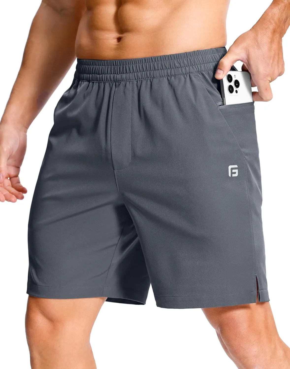 Men's Lightweight Athletic Shorts with Zipper Pockets 7"/5"/9" Gym Workout Quick Dry Running Tennis Basketball Shorts for Men