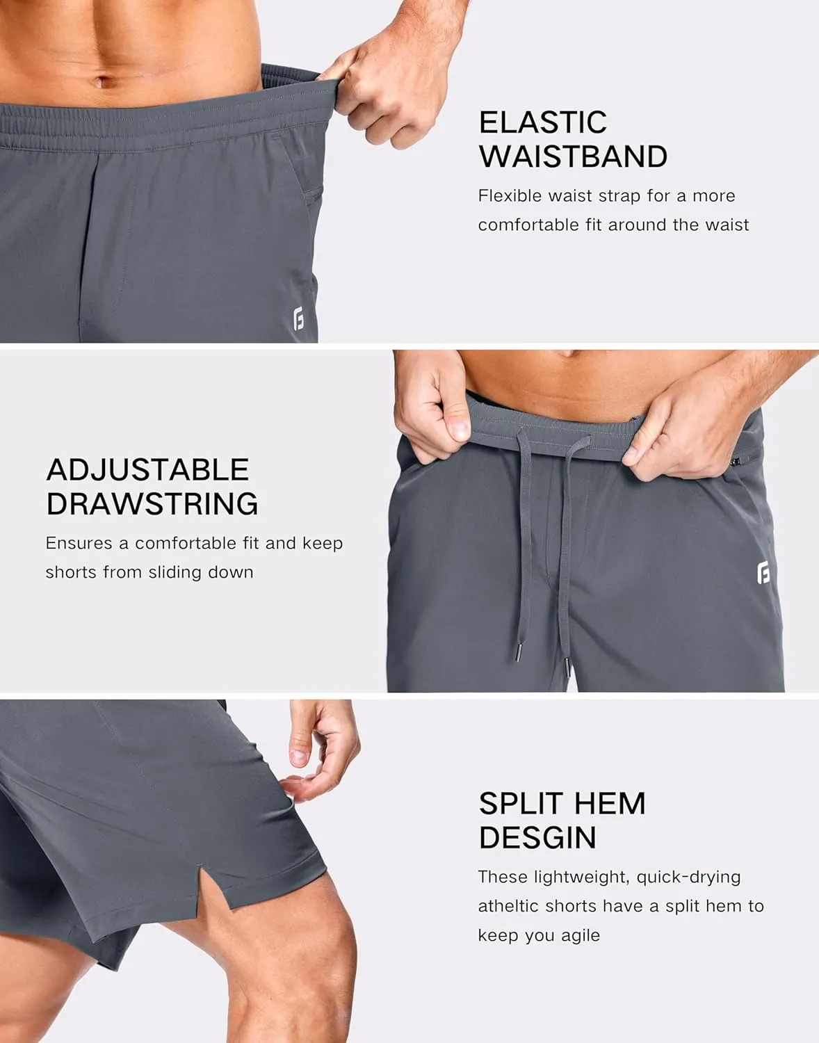 Men's Lightweight Athletic Shorts with Zipper Pockets 7"/5"/9" Gym Workout Quick Dry Running Tennis Basketball Shorts for Men
