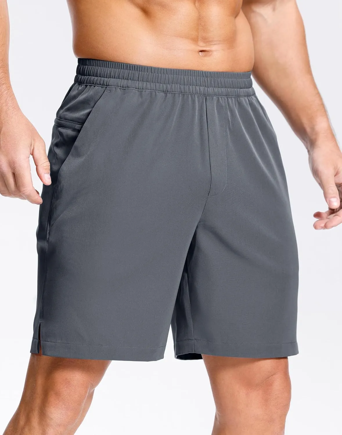 Men's Lightweight Athletic Shorts with Zipper Pockets 7"/5"/9" Gym Workout Quick Dry Running Tennis Basketball Shorts for Men