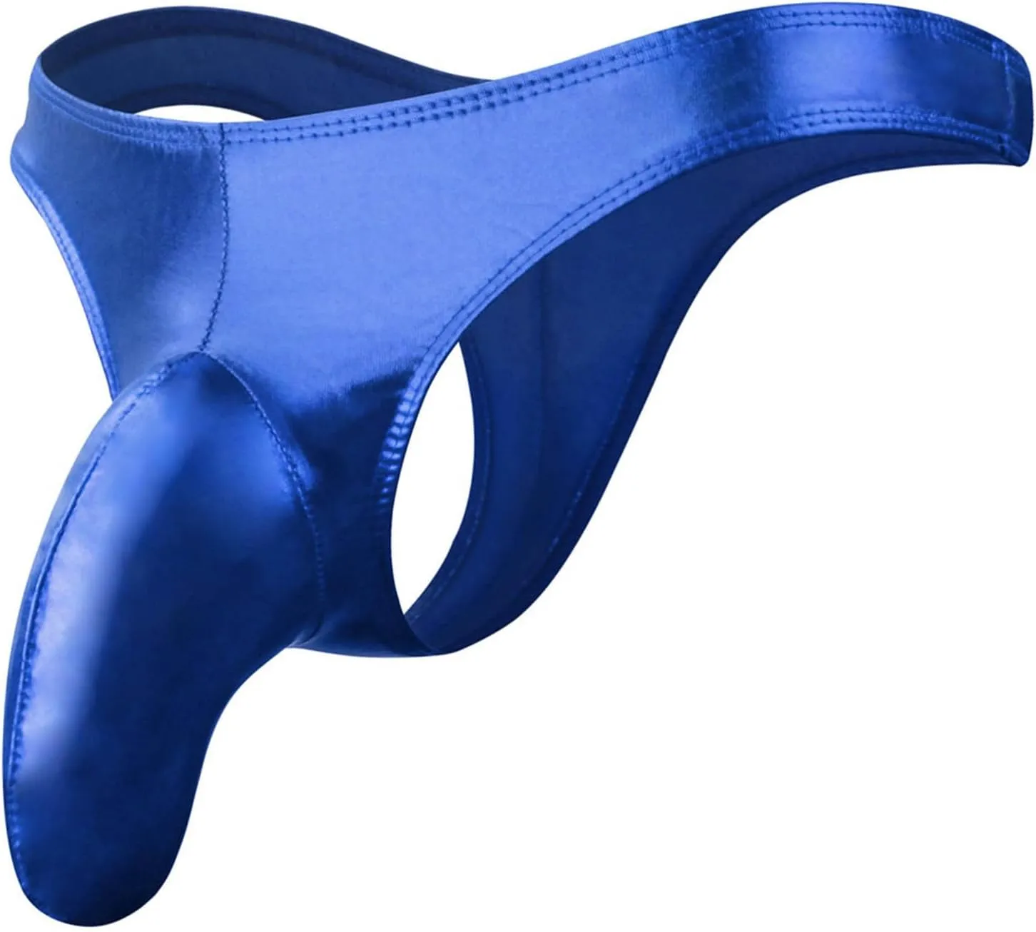 Men's Sexy Faux Leather Underwear Lingerie for Men Soft Low Rise Shorts Pants Boxer Briefs Blue