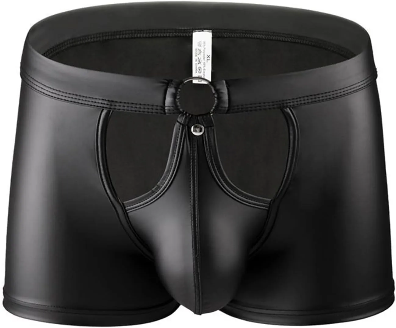 Men's Sexy Faux Leather Underwear Lingerie for Men Soft Low Rise Shorts Pants Boxer Briefs