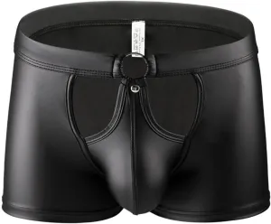 Men's Sexy Faux Leather Underwear Lingerie for Men Soft Low Rise Shorts Pants Boxer Briefs