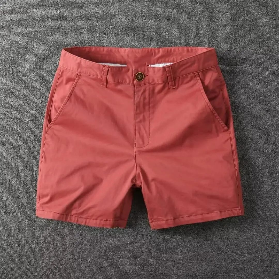 Men's Slim Fit Solid Color Mid Rise Office Casual Loose Fit Sports Fitness Shorts
