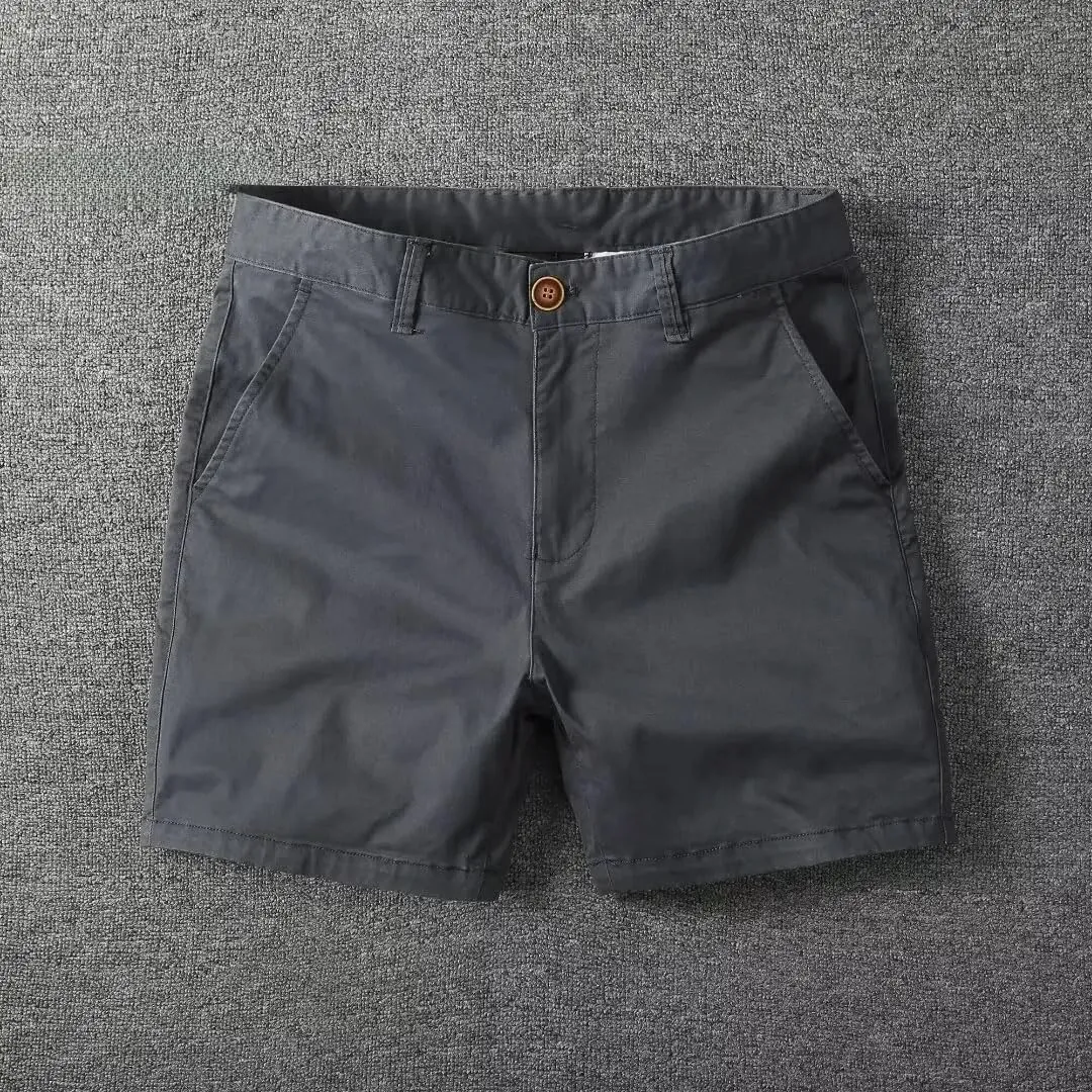 Men's Slim Fit Solid Color Mid Rise Office Casual Loose Fit Sports Fitness Shorts