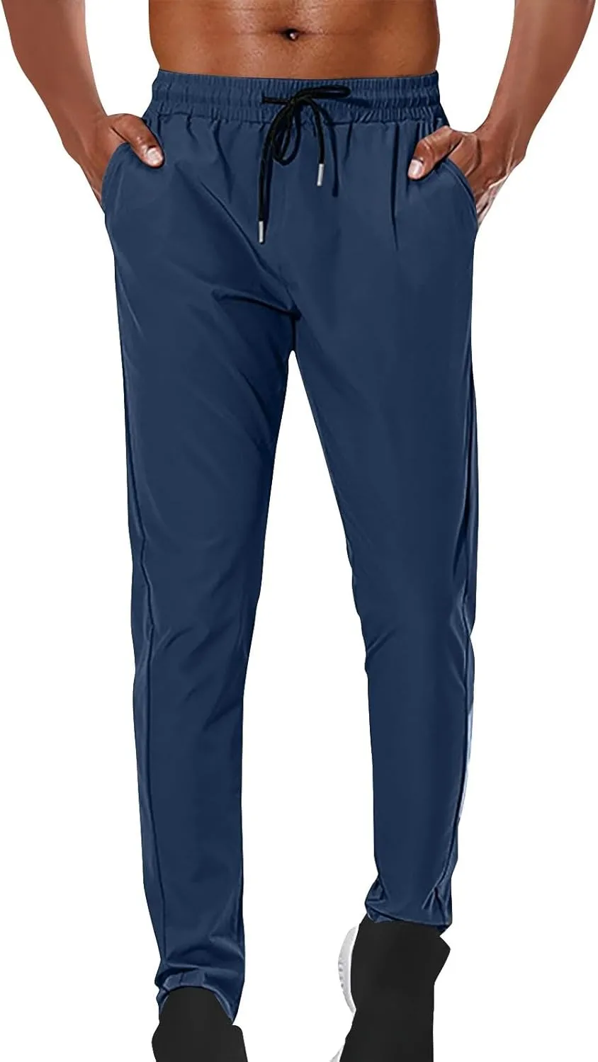 Mens Straight Sweatpants Casual Slim Fit Elastic Waist Drawstring Jogger Pants Fashion Lightweight Comfy Gym Pant