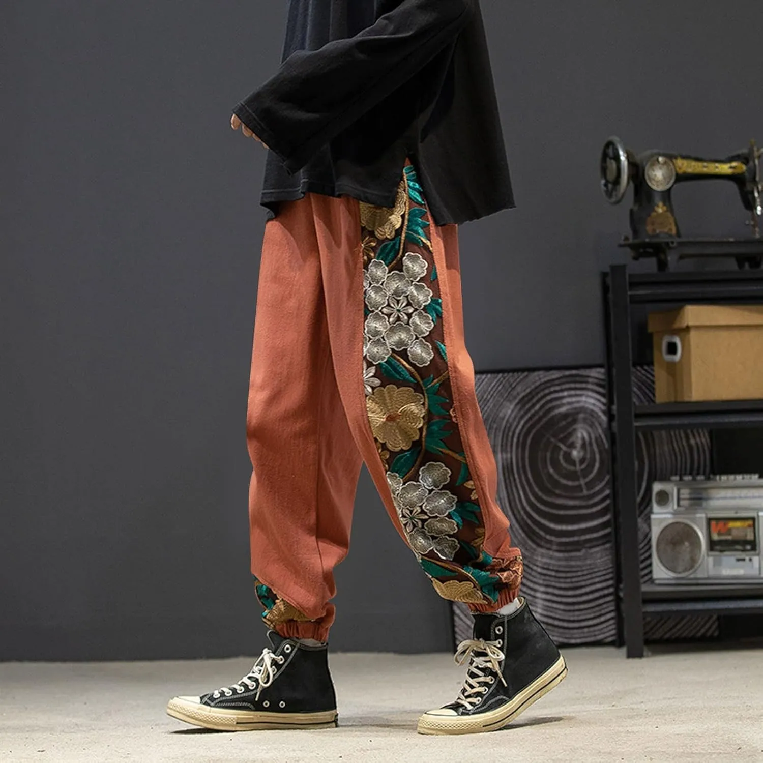 Mens Sweatpants Joggers Pants Man Casual Work Trousers with Pockets Slim Fit Combat Cargo Pants Elastic Waist Hiking
