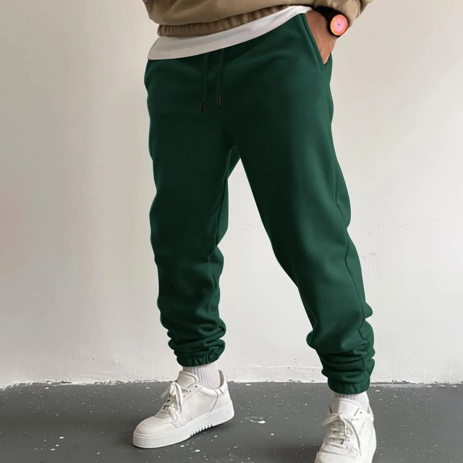 Mens Sweatpants with Pockets Big and Tall Joggers Cotton Drawstring Chino Cargo Pants Hiking Outdoor Twill Track Pants