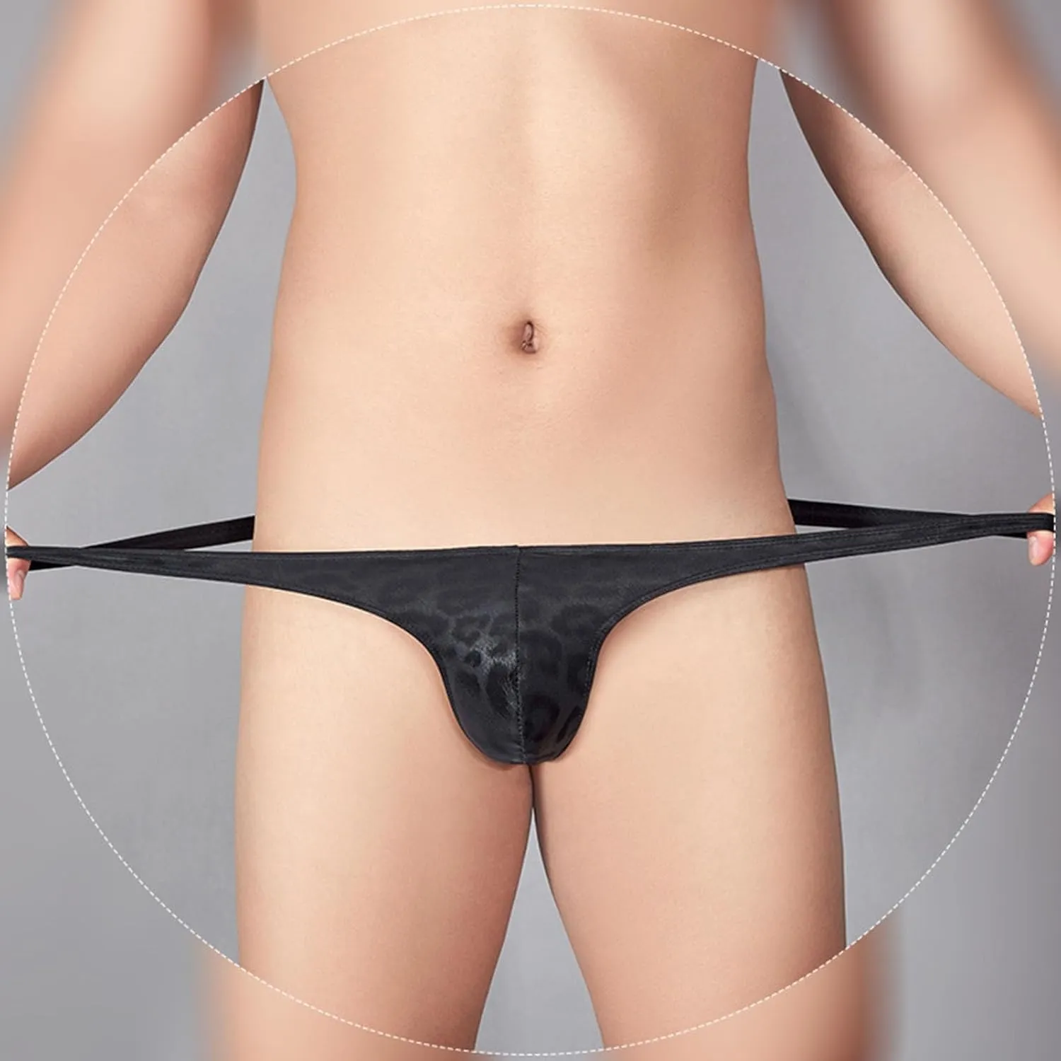 Mens T Shaped Pants Leather Double Open Cut Underwear Color Matching Mesh Low Waisted Underwear Men Lace Lingerie