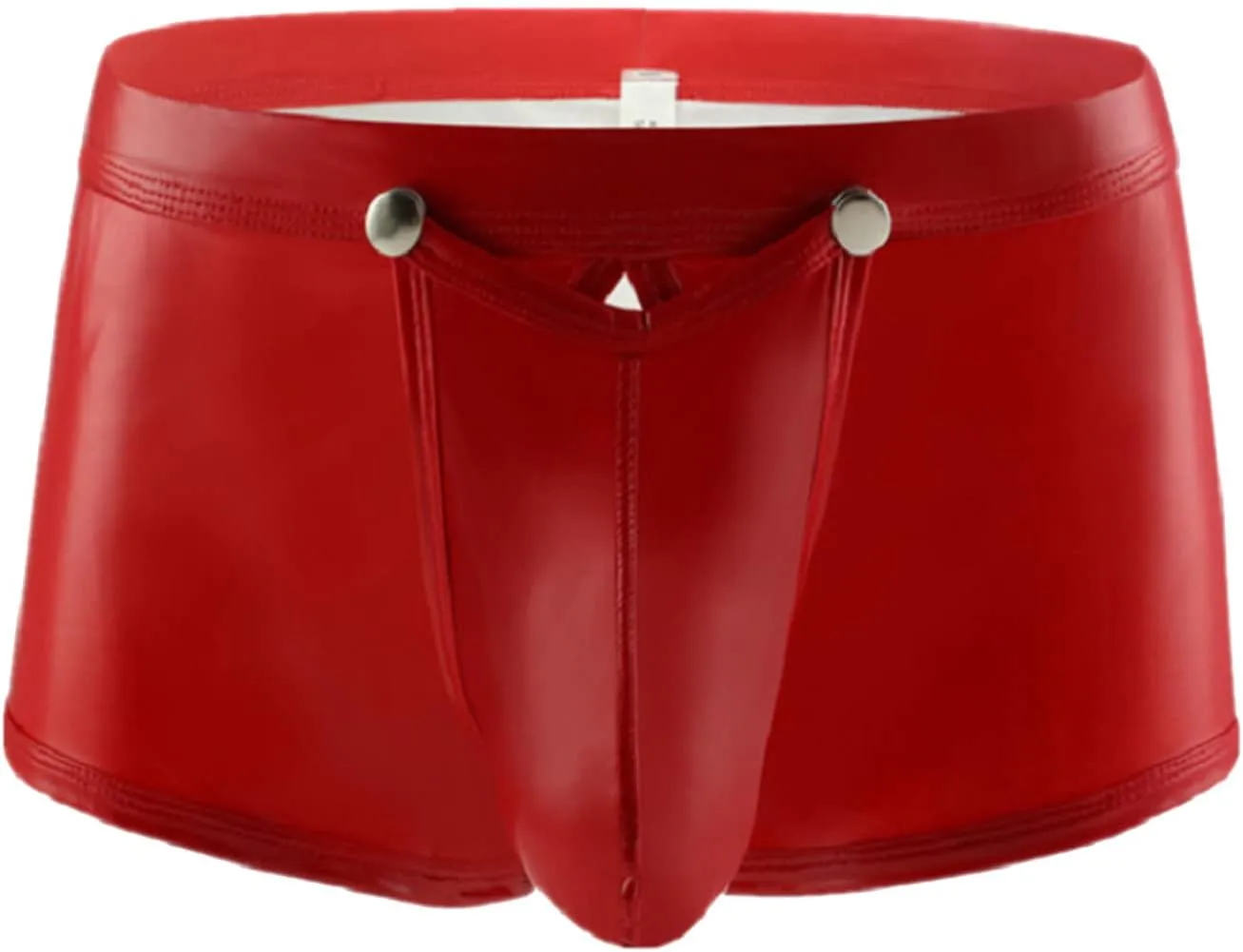 Men's Underwear Faux Leather Thong Underwear G-String with Pouch Butt-Flaunting Gym Low Rise Brief
