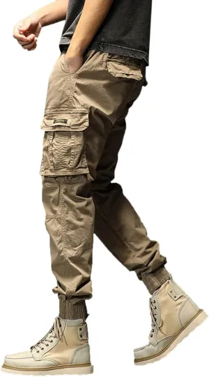 Mens Work Pants Mens Cotton Plus Size Pocket Solid Elastic Waist Pants Overall Pants Pantalones De Hombre Trabajo