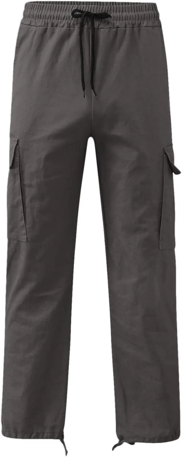 Mens Workout Cargo Sweatpants Pants Stretch Slim Fit Workout Bodybuilding Sweatpants Work Pants for Men with Pockets