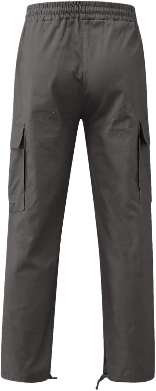 Mens Workout Cargo Sweatpants Pants Stretch Slim Fit Workout Bodybuilding Sweatpants Work Pants for Men with Pockets