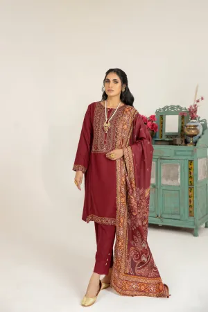 MONA EMBROIDERED DHANAK DRESS 07