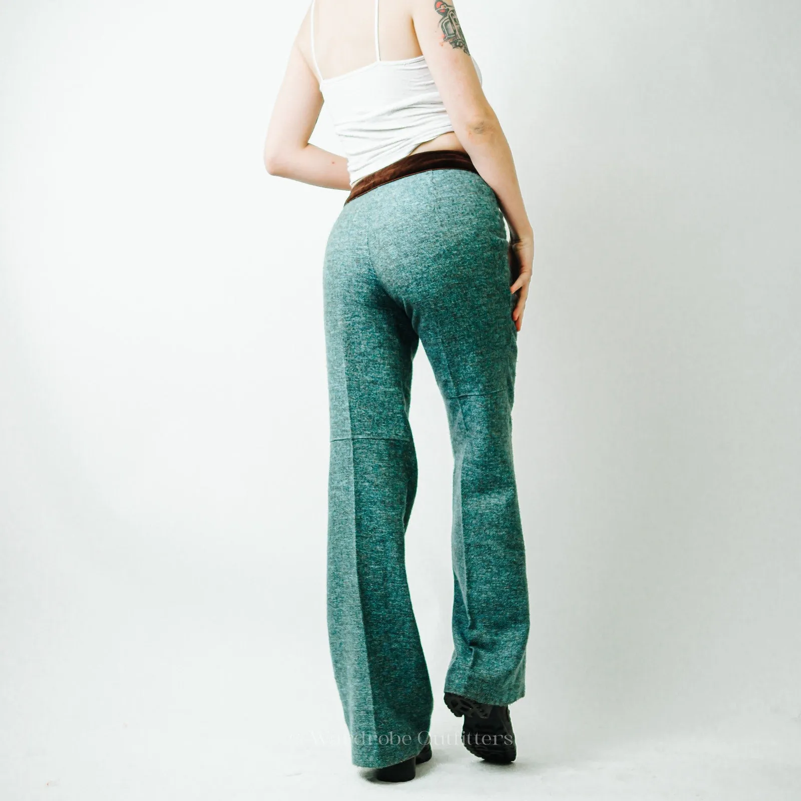 Nanette Lepore Green Tweed Wool Pants / 8