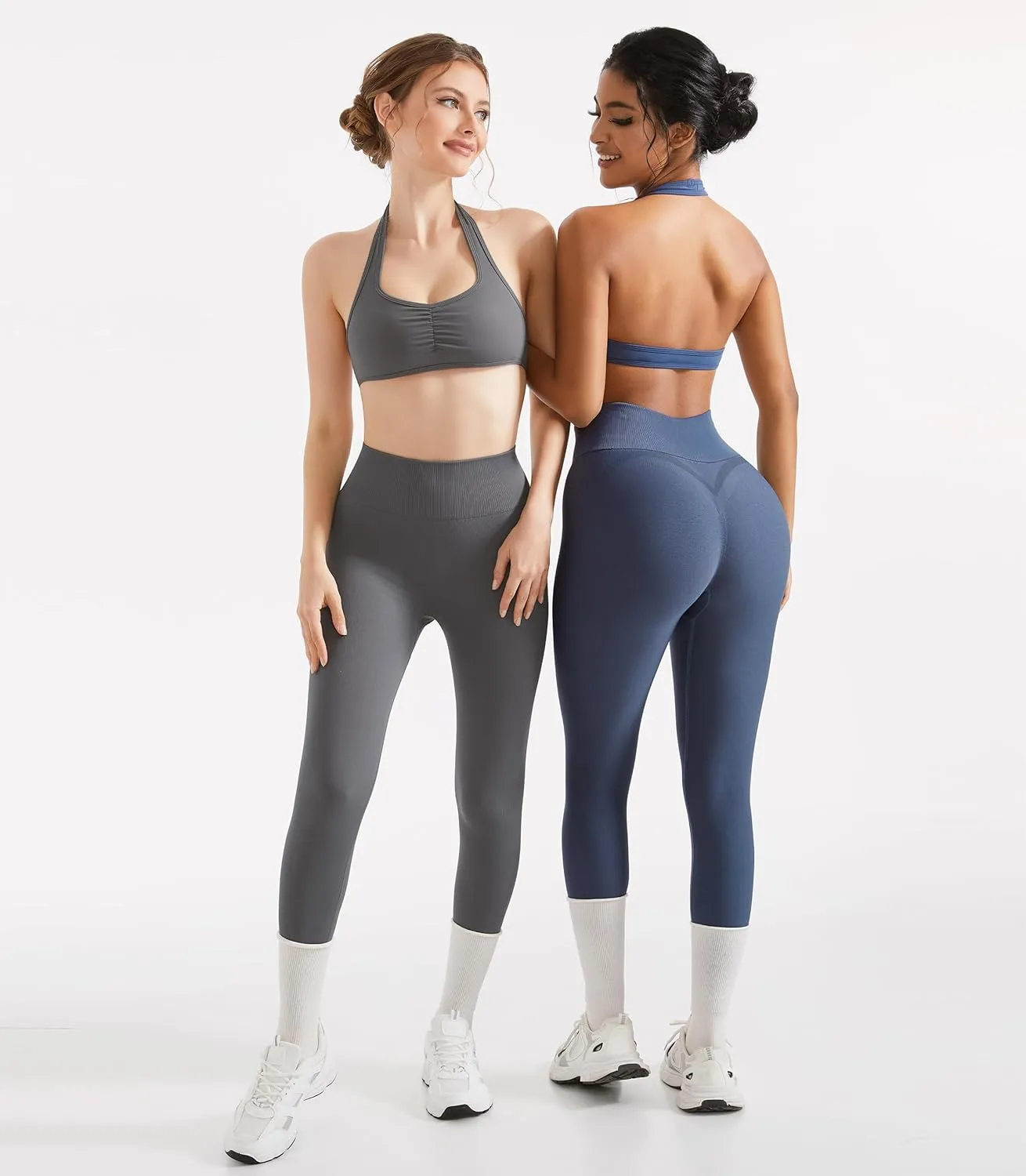 OMKAGI Smile Butt Lifting Workout Leggings for Women High Waisted Seamless Compression Yoga Pants
