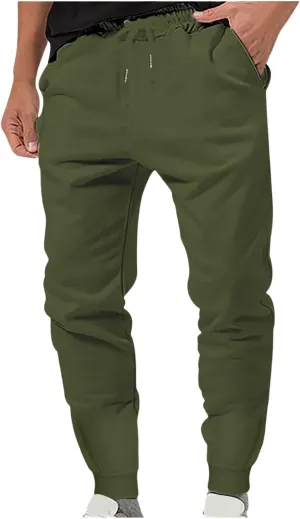 Outdoor Sweatpants for Men Tactical Stretchy Joggers Workout Gym Pants Casual Slim Fit Tapered Trousers Drawstring