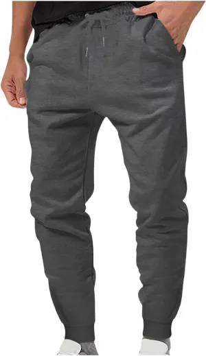 Outdoor Sweatpants for Men Tactical Stretchy Joggers Workout Gym Pants Casual Slim Fit Tapered Trousers Drawstring
