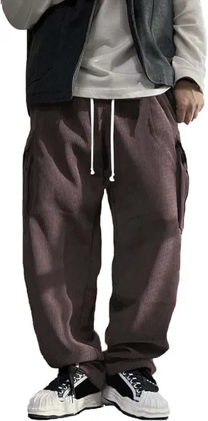 Pants Cargo Mens Corduroy Pants Elastic Waist Sweatpants Vintage Skinny Sweatpants Slim Pants Mens Pantalon Cargo