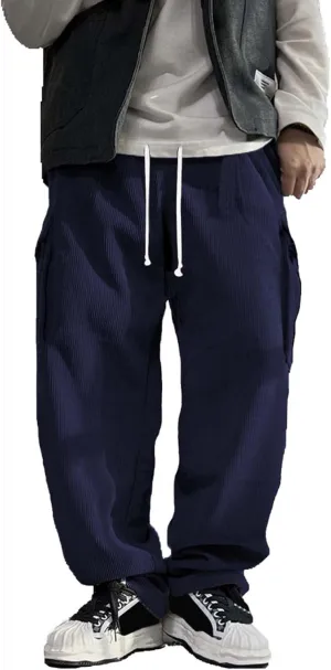 Pants Cargo Mens Corduroy Pants Elastic Waist Sweatpants Vintage Skinny Sweatpants Slim Pants Mens Pantalon Cargo