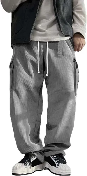 Pants Cargo Mens Corduroy Pants Elastic Waist Sweatpants Vintage Skinny Sweatpants Slim Pants Mens Pantalon Cargo