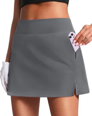 PINSPARK 16" Golf Skorts for Woman High Waisted Tennis Skirts with Pockets Shorts Pickleball Running Athletic Skort Summer