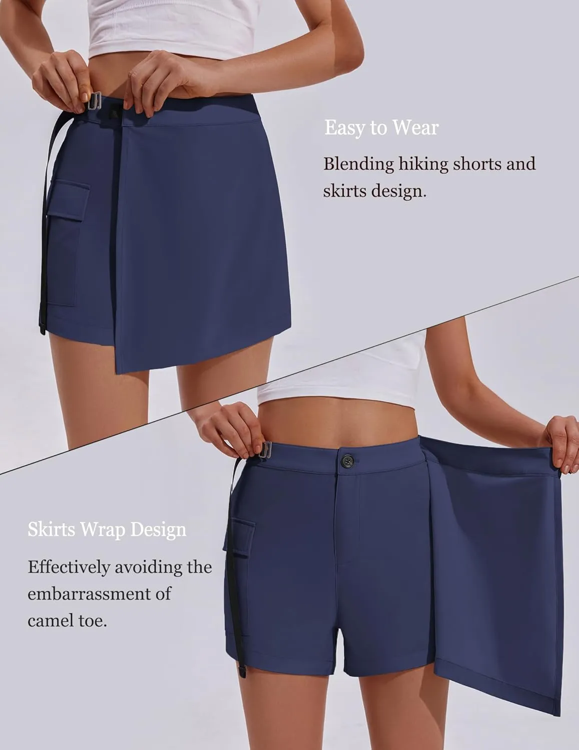PINSPARK Womens Hiking Shorts Lightweight Golf Skorts Quick Dry Athletic Short with Cargo Pockets for Outdoor Causal
