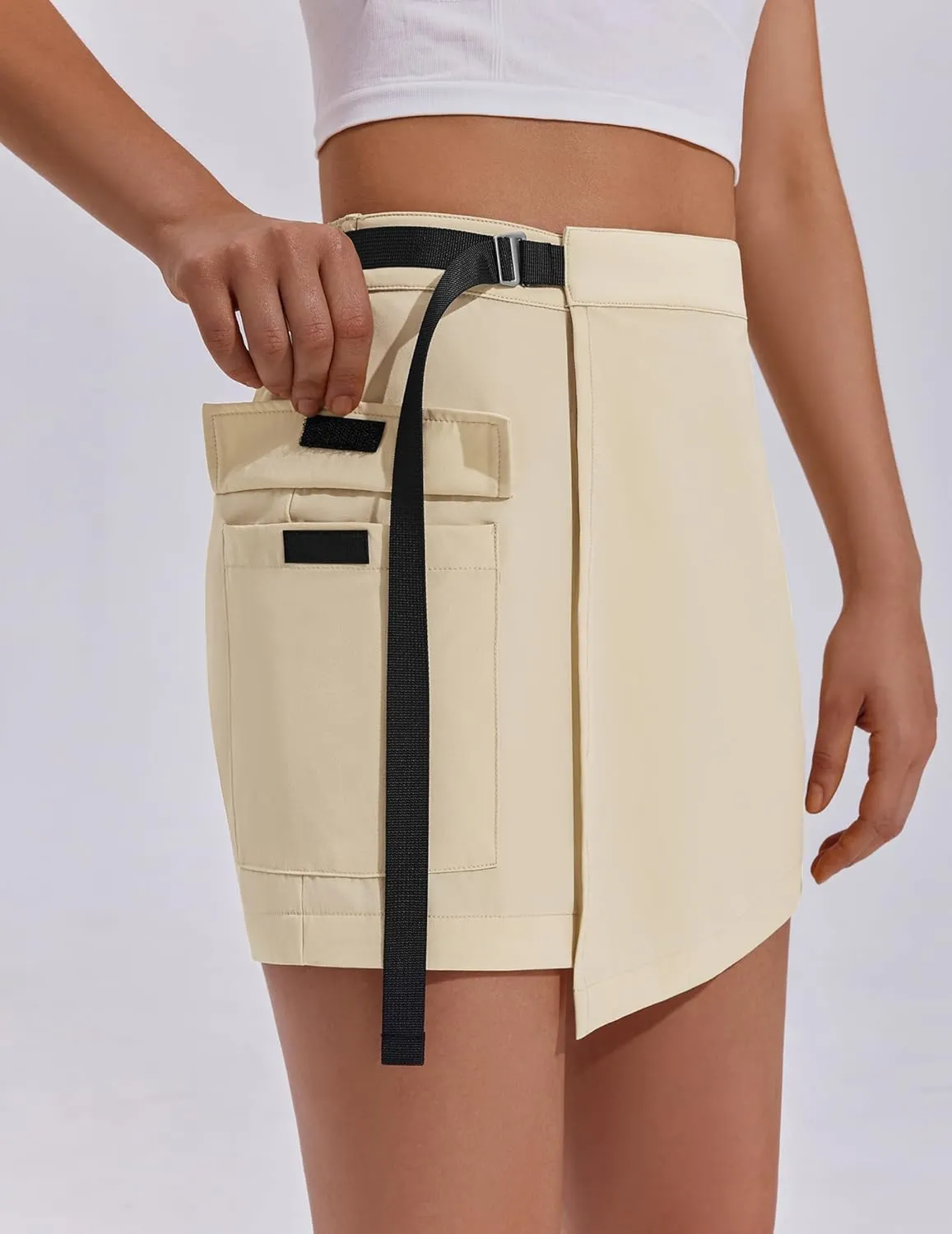 PINSPARK Womens Hiking Shorts Lightweight Golf Skorts Quick Dry Athletic Short with Cargo Pockets for Outdoor Causal
