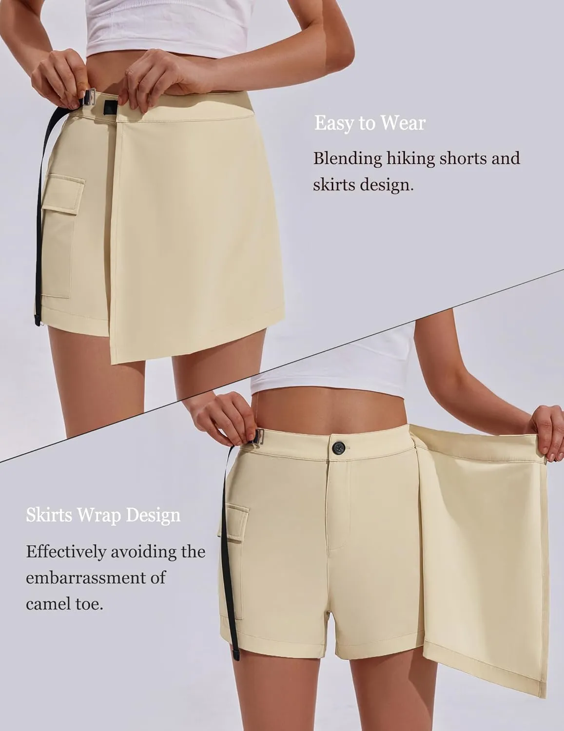 PINSPARK Womens Hiking Shorts Lightweight Golf Skorts Quick Dry Athletic Short with Cargo Pockets for Outdoor Causal