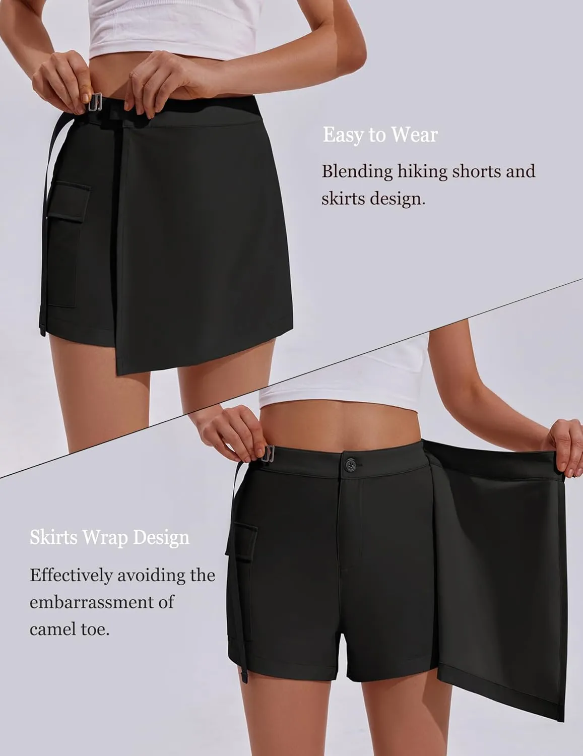 PINSPARK Womens Hiking Shorts Lightweight Golf Skorts Quick Dry Athletic Short with Cargo Pockets for Outdoor Causal