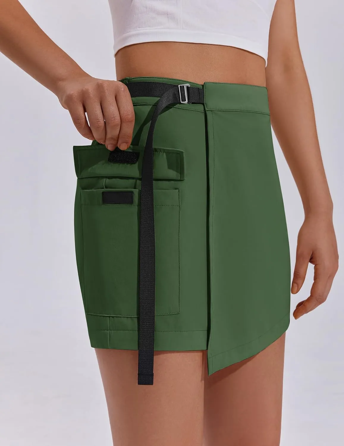 PINSPARK Womens Hiking Shorts Lightweight Golf Skorts Quick Dry Athletic Short with Cargo Pockets for Outdoor Causal