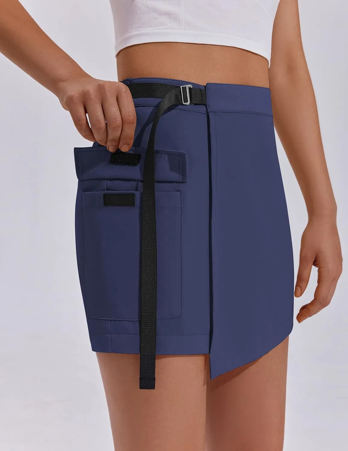 PINSPARK Womens Hiking Shorts Lightweight Golf Skorts Quick Dry Athletic Short with Cargo Pockets for Outdoor Causal