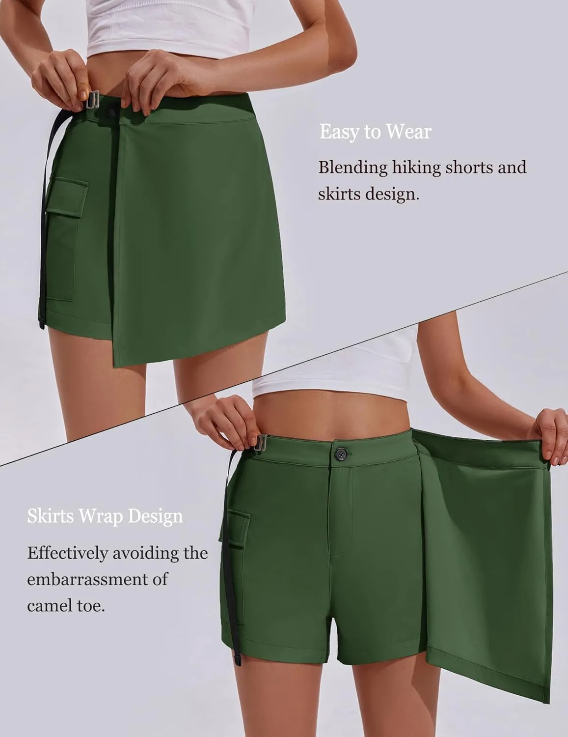 PINSPARK Womens Hiking Shorts Lightweight Golf Skorts Quick Dry Athletic Short with Cargo Pockets for Outdoor Causal