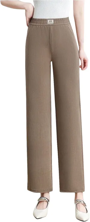 Plus Size Womens Casual Wide Leg Pants Summer Elastic Waist Loose Pant Lounge Palazzo Trousers with Pockets