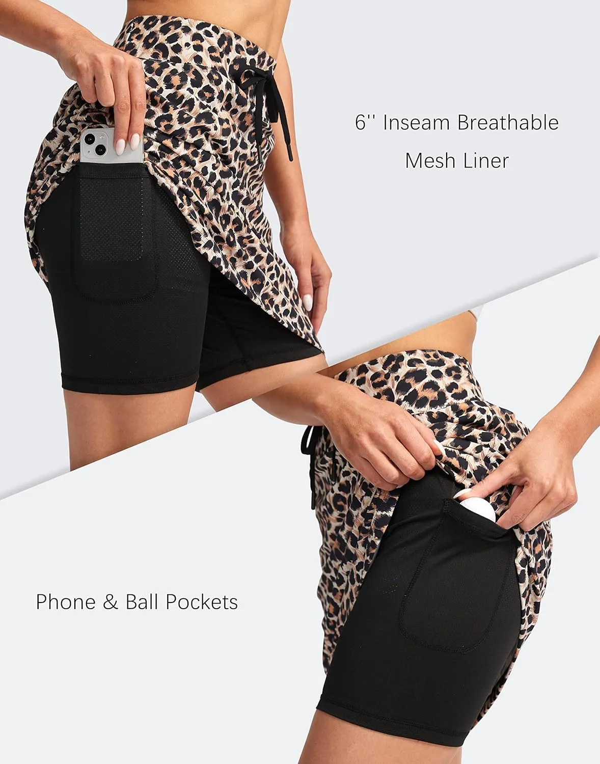 SANTINY Women's 20'' Knee Length Skorts Skirts 6 Pockets High Waisted Drawstring Long Athletic Tennis Golf Skirt Women
