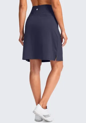 SANTINY Women's 20'' Knee Length Skorts Skirts 6 Pockets High Waisted Drawstring Long Athletic Tennis Golf Skirt Women