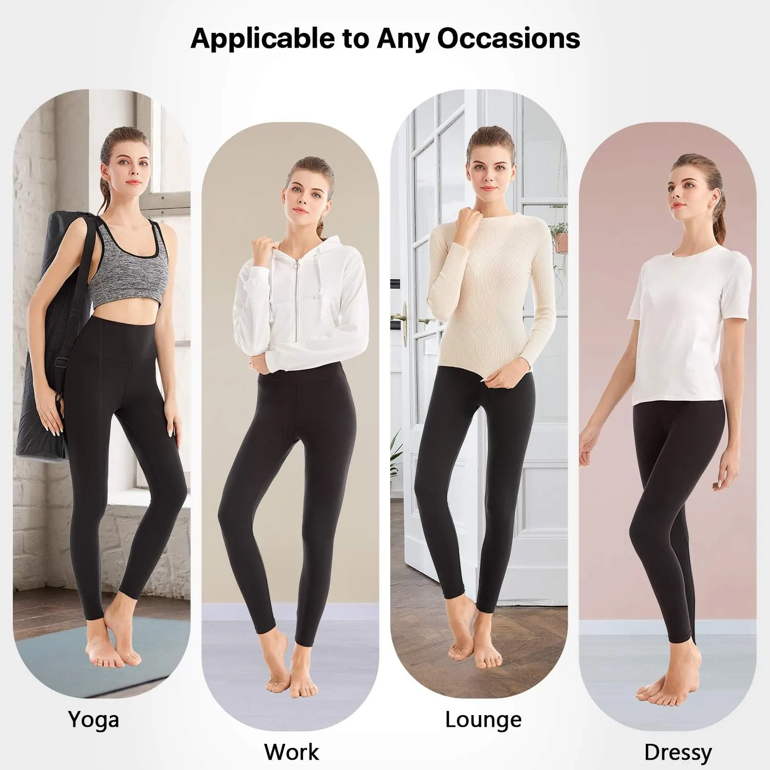 SINOPHANT High Waisted Leggings for Women - 2 Packs Buttery Soft Yoga Pants for Workout Athletic