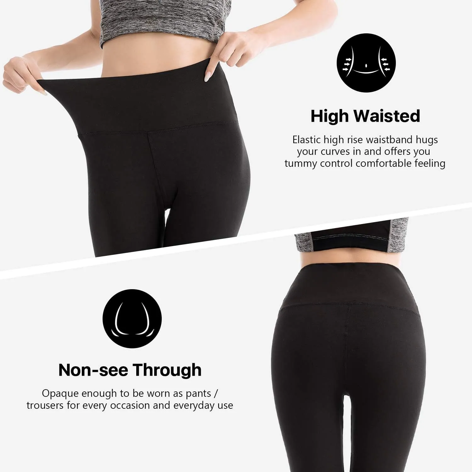 SINOPHANT High Waisted Leggings for Women - 2 Packs Buttery Soft Yoga Pants for Workout Athletic