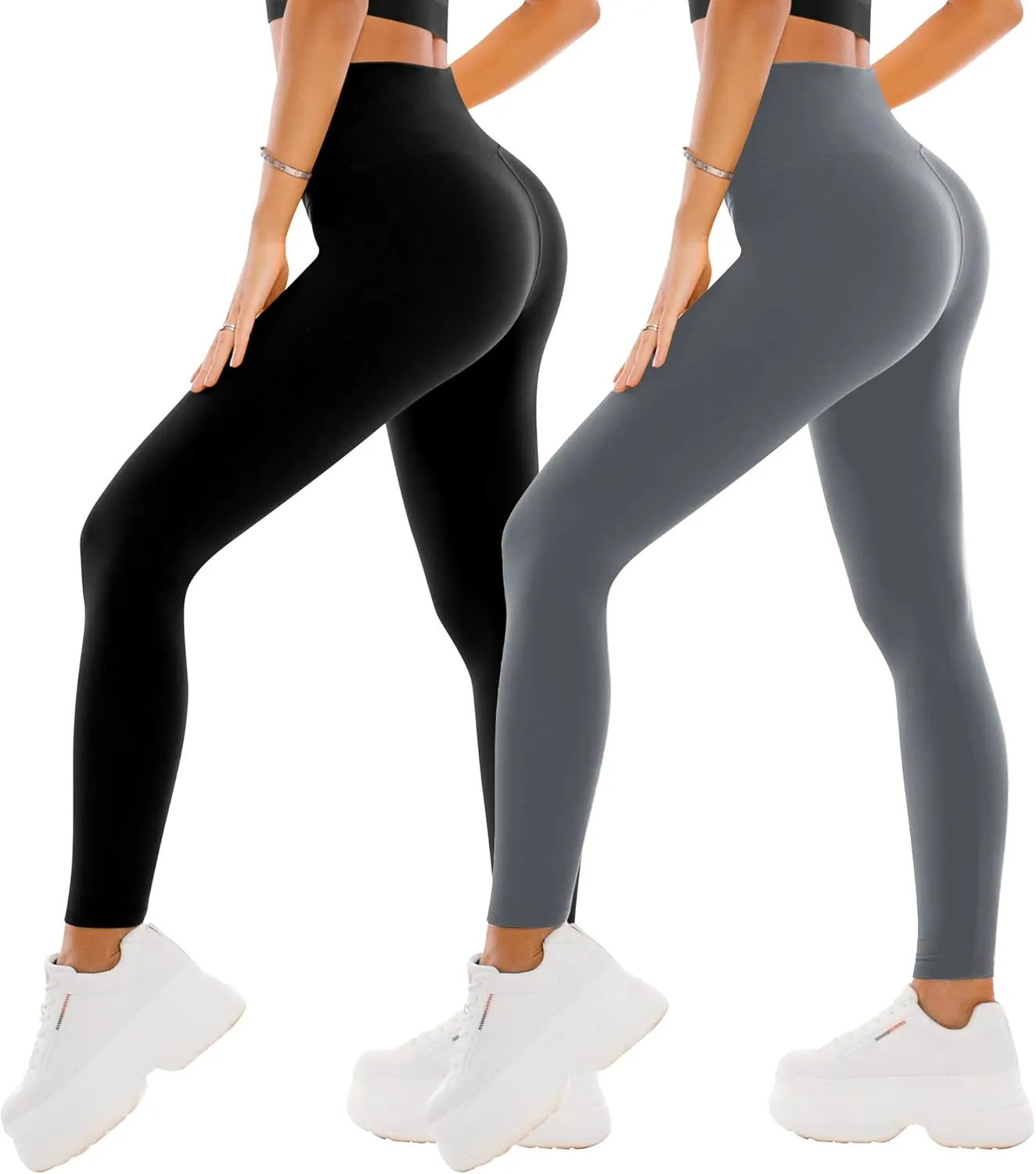 SINOPHANT High Waisted Leggings for Women - 2 Packs Buttery Soft Yoga Pants for Workout Athletic