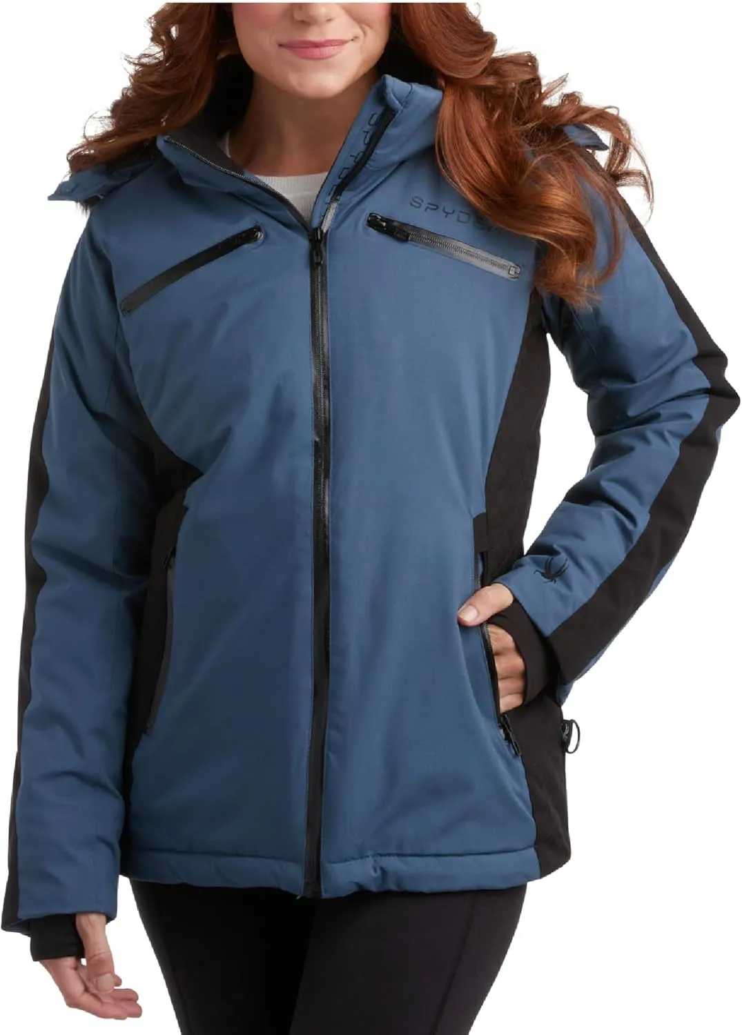 Spyder Women's Snow Jacket - Color Block Quilted Weatherproof Winter Ski Jacket for Women with Detachable Hood (Sizes: S-XL)