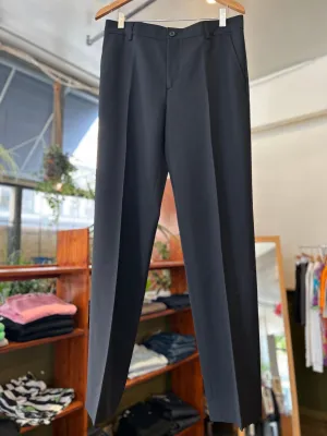 Straight Wool Trousers - Black