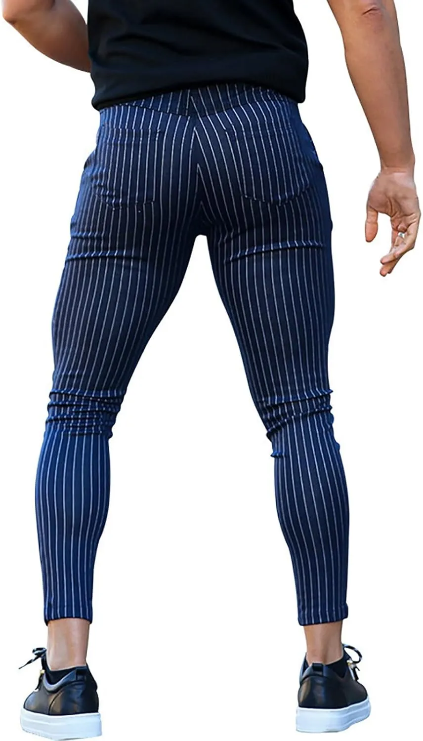 Striped Dress Pants for Men's Casual Daily Thin 2024 Lightweight Business Pants Lounge Slim Fit Work Trousers