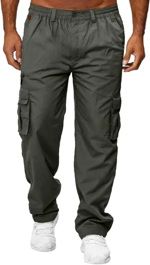Sweatpant for Men with Pockets Workout Sports Pant Men's Cargo Pants Elastic Waist Joggers Solid Casual Multi Pockets