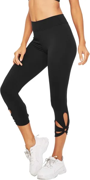 SweatyRocks Women's Mesh Panel Capri Leggings Workout Yoga Running Crop Pants